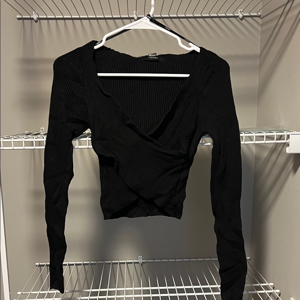 Forever 21 Black Ribbed Long Sleeve Sweater